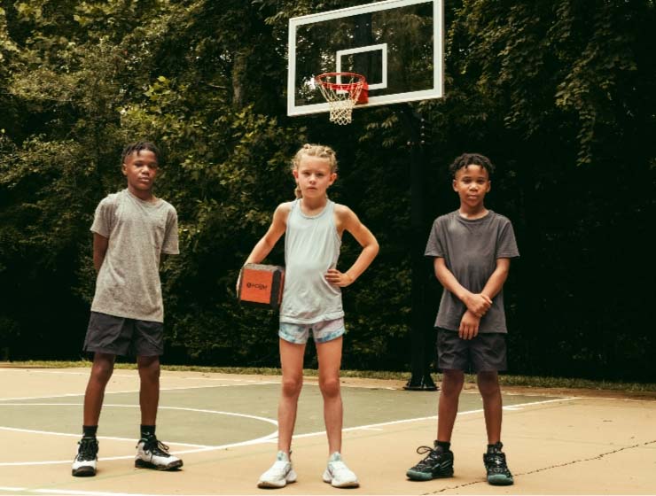 kids on basketball court