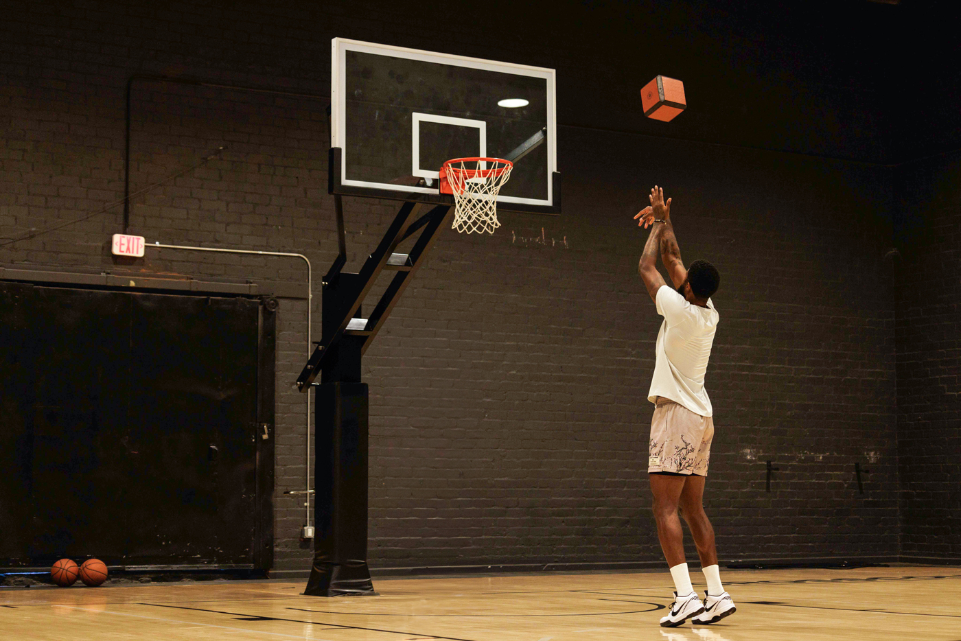 man playing basketball